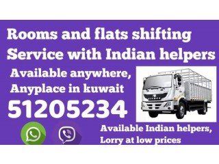 Rooms flats office shifting services in Kuwait with good indian experienced helpers and lorry 51205234